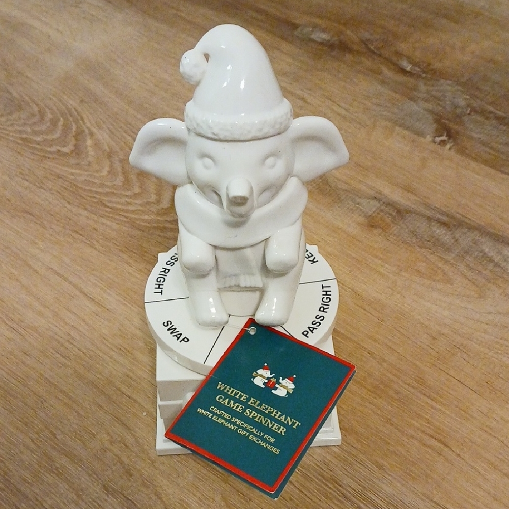 White Elephant Game Spinner - Festive Holiday Decor